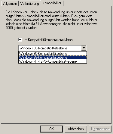 Kompatibilit&auml;tsregisterkarte