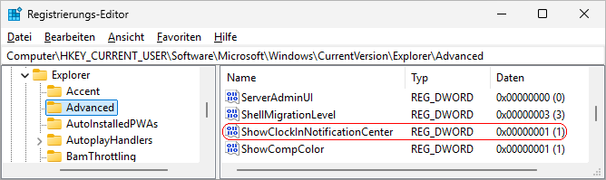 ShowClockInNotificationCenter