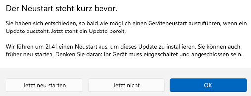 Neustartmenldung