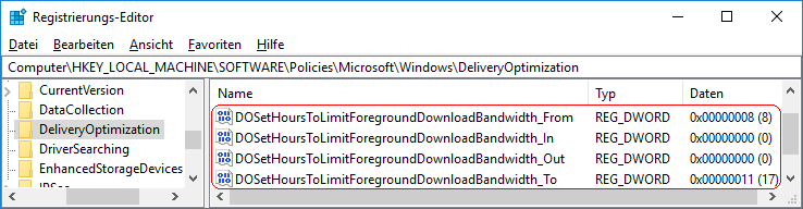 DOSetHoursToLimitForegroundDownloadBandwidth