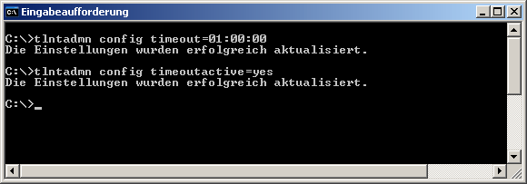 tlntadmn config timeout=00:01:00