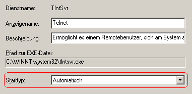 Eigenschften von Telnet