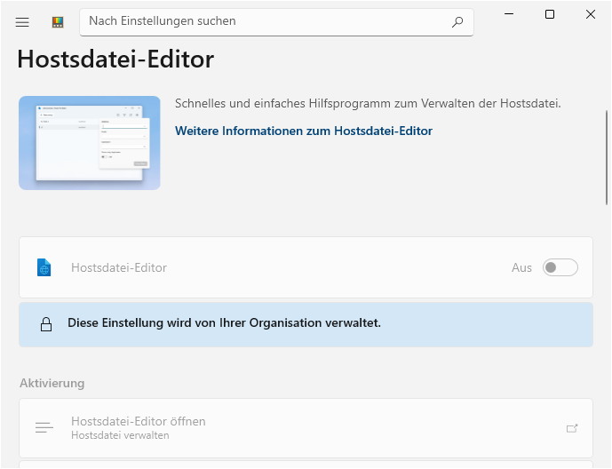 "Hostsdatei-Editor" (Hosts File Editor)