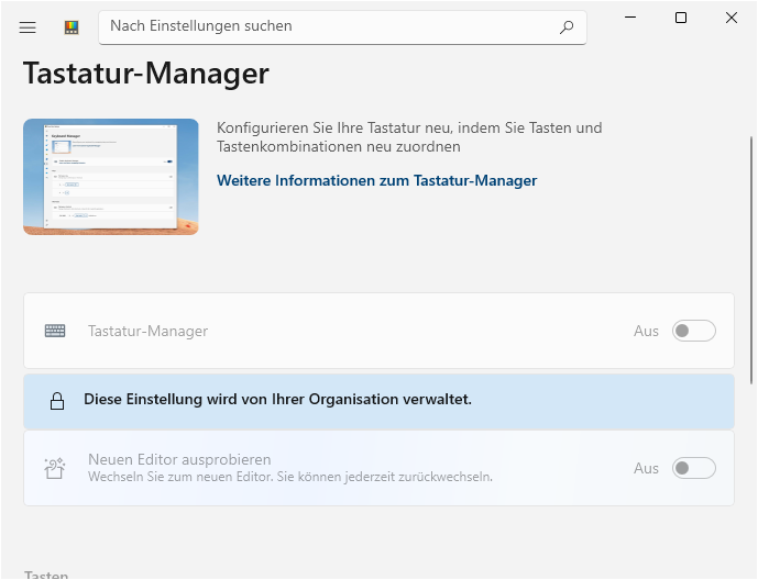 "Tastatur-Manager" ("Keyboard Manager")