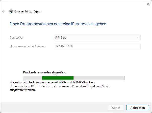 Drucker hinzuf&uuml;gen